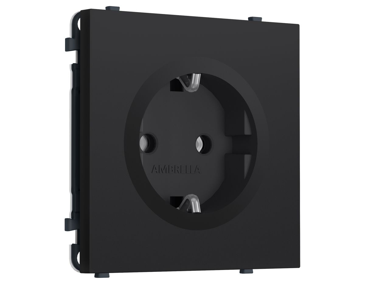 Комплект механизма электрической розетки SIGMA Черный Мягкое касание 50Hz 2P+E с/з 16A-250V QUANT PRO Ambrella Volt MS986010 (SP9860, PR141)