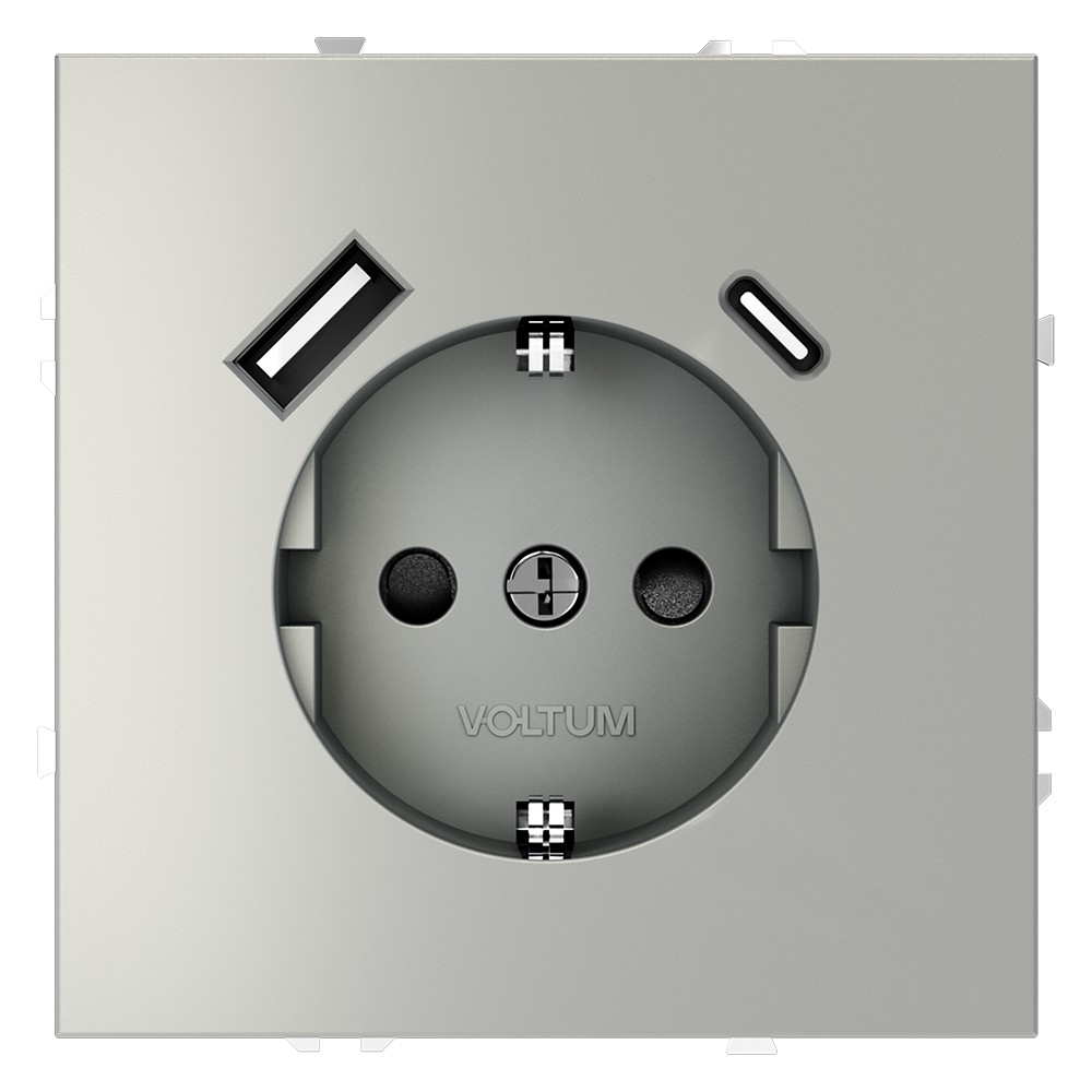 Розетка с USB, A+C Voltum S70 VLS040505 (сталь)