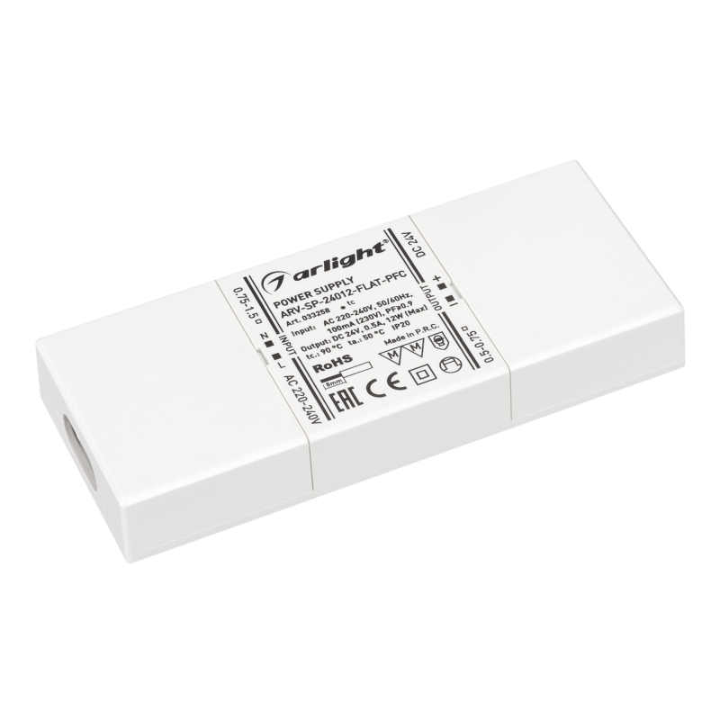 Блок питания Arlight ARV-SP-24012-Flat-PFC (24V, 0.5A, 12W) 033258 Блок питания Arlight ARV-SP-24012-Flat-PFC (24V, 0.5A, 12W) 033258