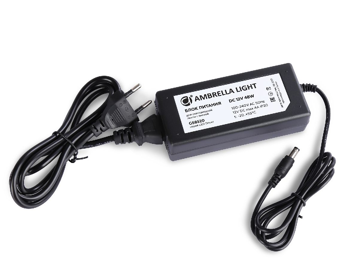 Блок питания Ambrella Light LED Driver 12V 48Вт AC100-240 4A IP20 GS8520 Блок питания Ambrella Light LED Driver 12V 48Вт AC100-240 4A IP20 GS8520