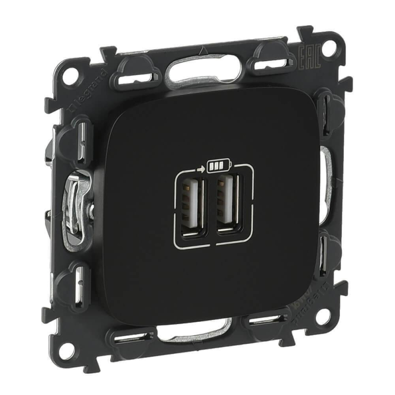 Розетка USB двойная Legrand Valena Allure 240V/5V 1500mA антрацит 754998