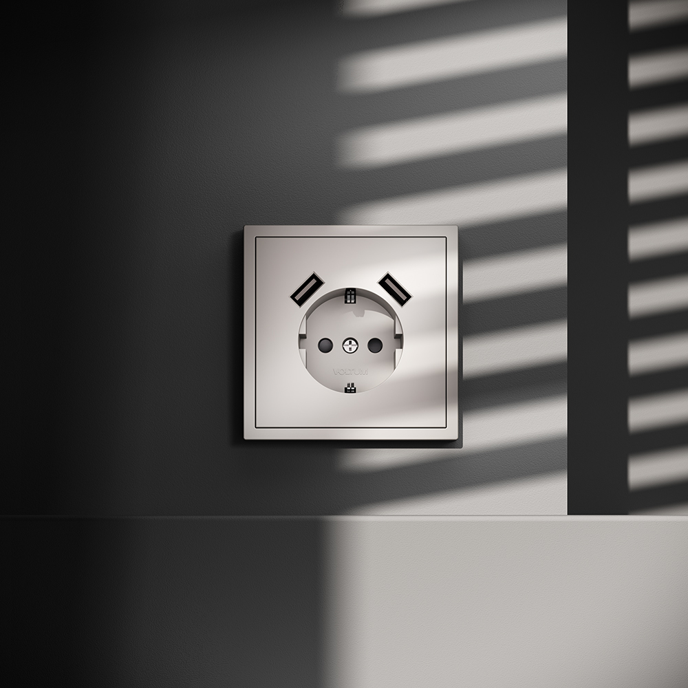 Розетка с USB, А+А Voltum S70 VLS040403 (кашемир)