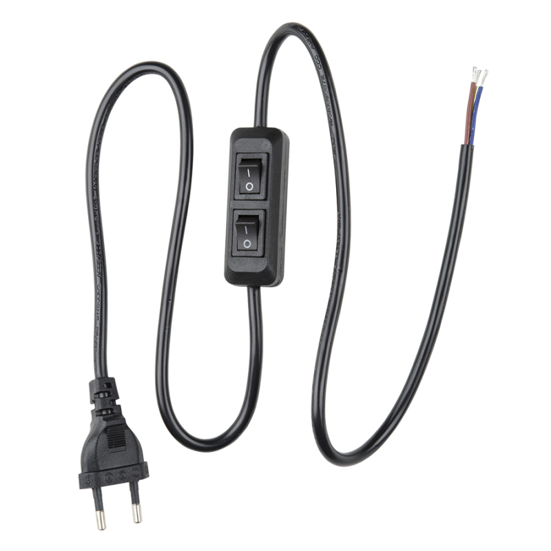 Шнур сетевой с вилкой и выключателем Uniel UCX-C90/02A-100 BLACK UL-00007465