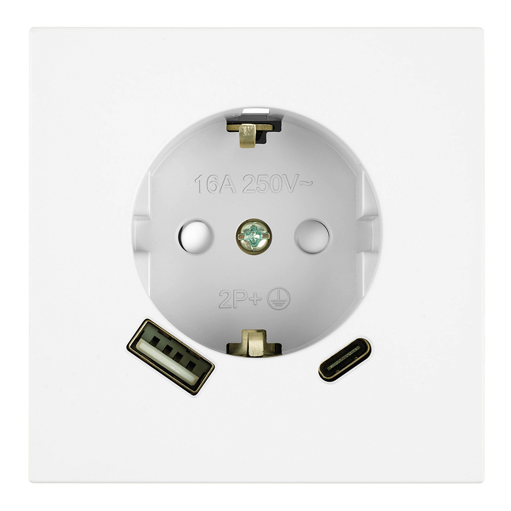Розетка 1-местная 16А + USB + Type C (механизм) Stekker 250В 20W Мия RST16-3119-01 50438