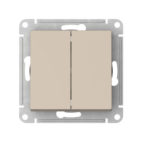 Выключатель 2-клавишный, сх.5, 10АХ, мех., быстрозажим. клем. Systeme Electric AtlasDesign Песочный ATN001251S
