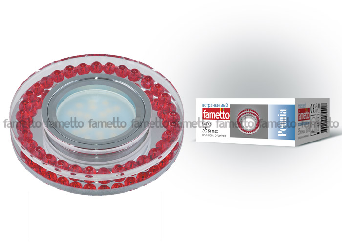 Встраиваемый светильник Fametto Peonia DLS-P104 GU5.3 CHROME/RED Встраиваемый светильник Fametto Peonia DLS-P104 GU5.3 CHROME/RED