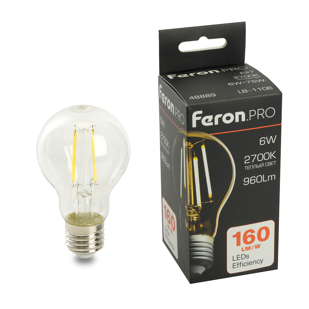 Светодиодная лампа Feron LB-1106 E27 6W 2700K 48889 Светодиодная лампа Feron LB-1106 E27 6W 2700K 48889