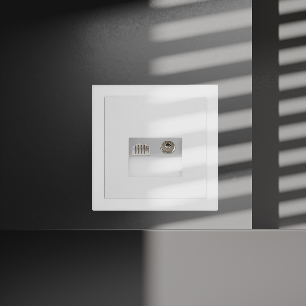 Розетка телевизионная встраиваемая Voltum S70 TV+RJ45 кат. 6, (белый матовый) VLS060702