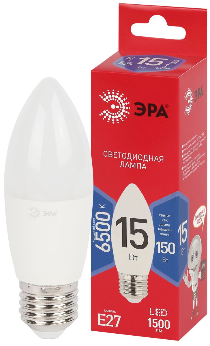 Лампа светодиодная Эра RED LINE LED B35-15W-865-E27 R 15Вт свеча Б0070092