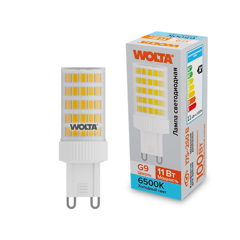 Светодиодная лампа WOLTA 11Вт 6500K G9 кукуруза матовая WSTD-JCD-11W6KG9-C