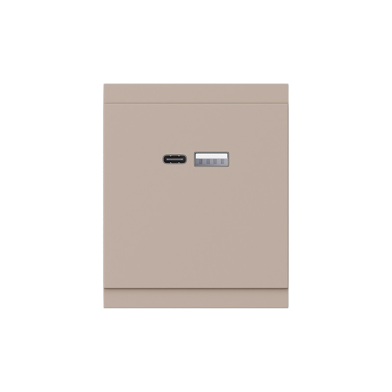 Розетка SETE USB-A+Type-C 3А с функцией быстрой зарядки кашемир IP20/IP44 KRANZ KR-79-0729-2