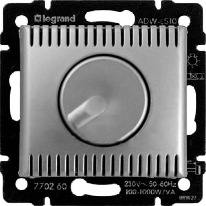 Диммер поворотный Legrand Valena 1000W алюминий 770260 Диммер поворотный Legrand Valena 1000W алюминий 770260