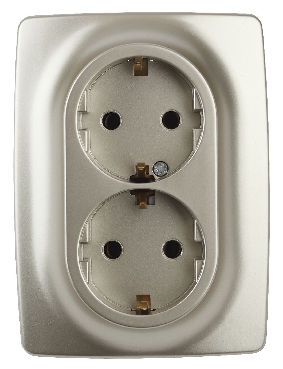 Розетка ЭРА 12 2x2P E Schuko со шторками 16A 250V 12-2108-04 Б0036445