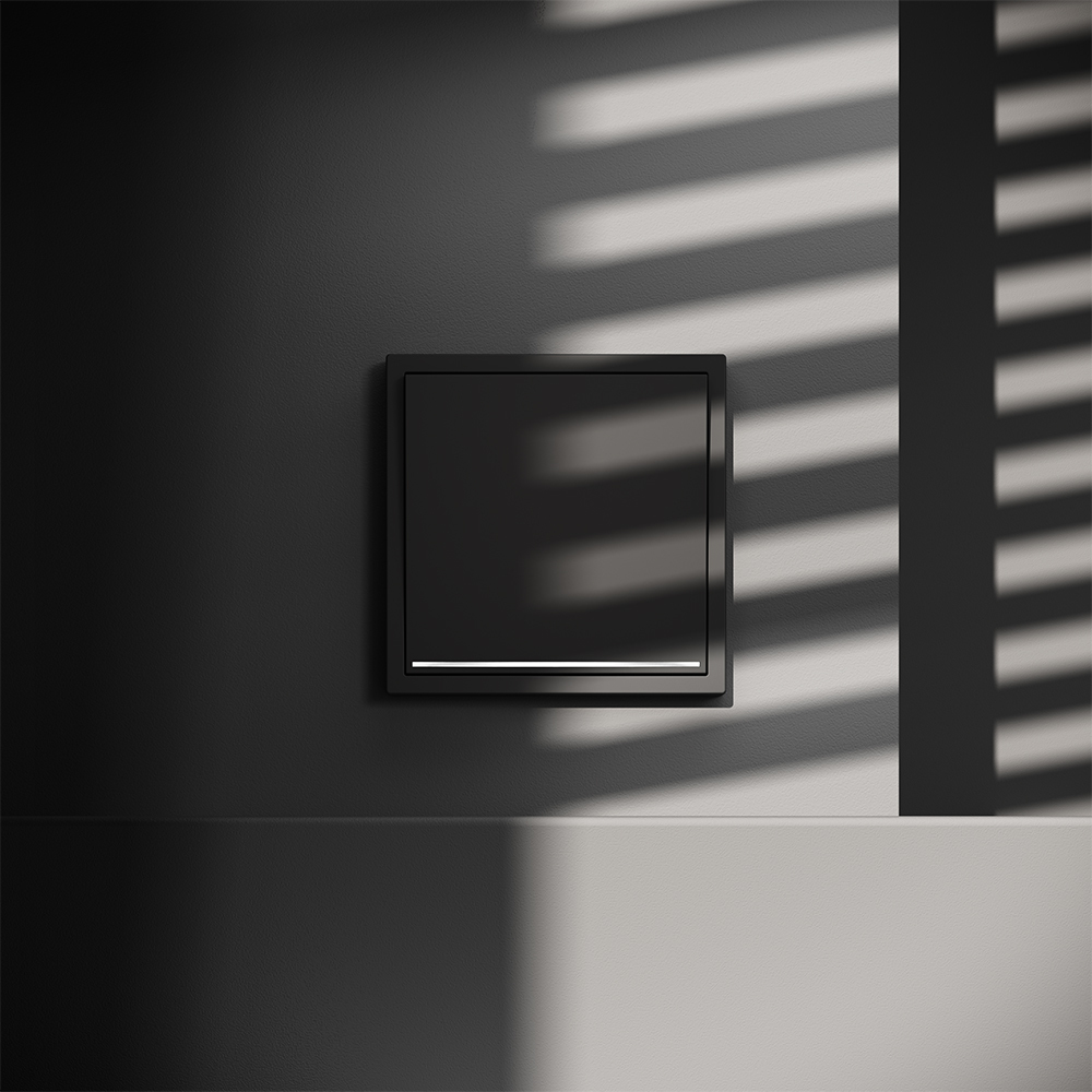 Выключатель одноклавишный с подсветкой Voltum S70 VLS010208 (черный матовый)