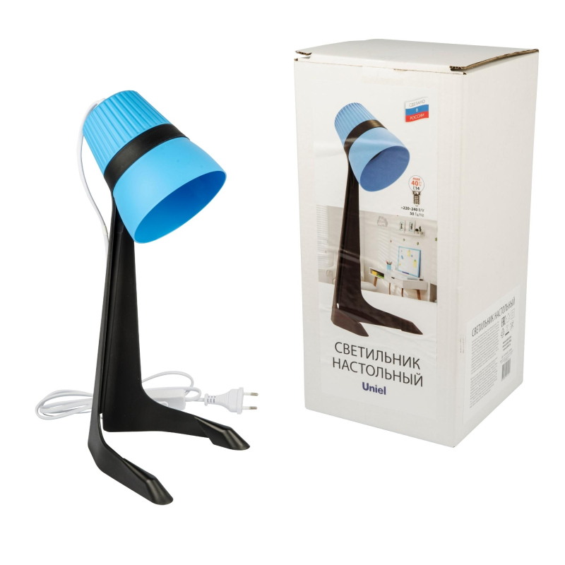 Настольная лампа Uniel ULO-K22 D/E14/A BLACK/BLUE Настольная лампа Uniel ULO-K22 D/E14/A BLACK/BLUE