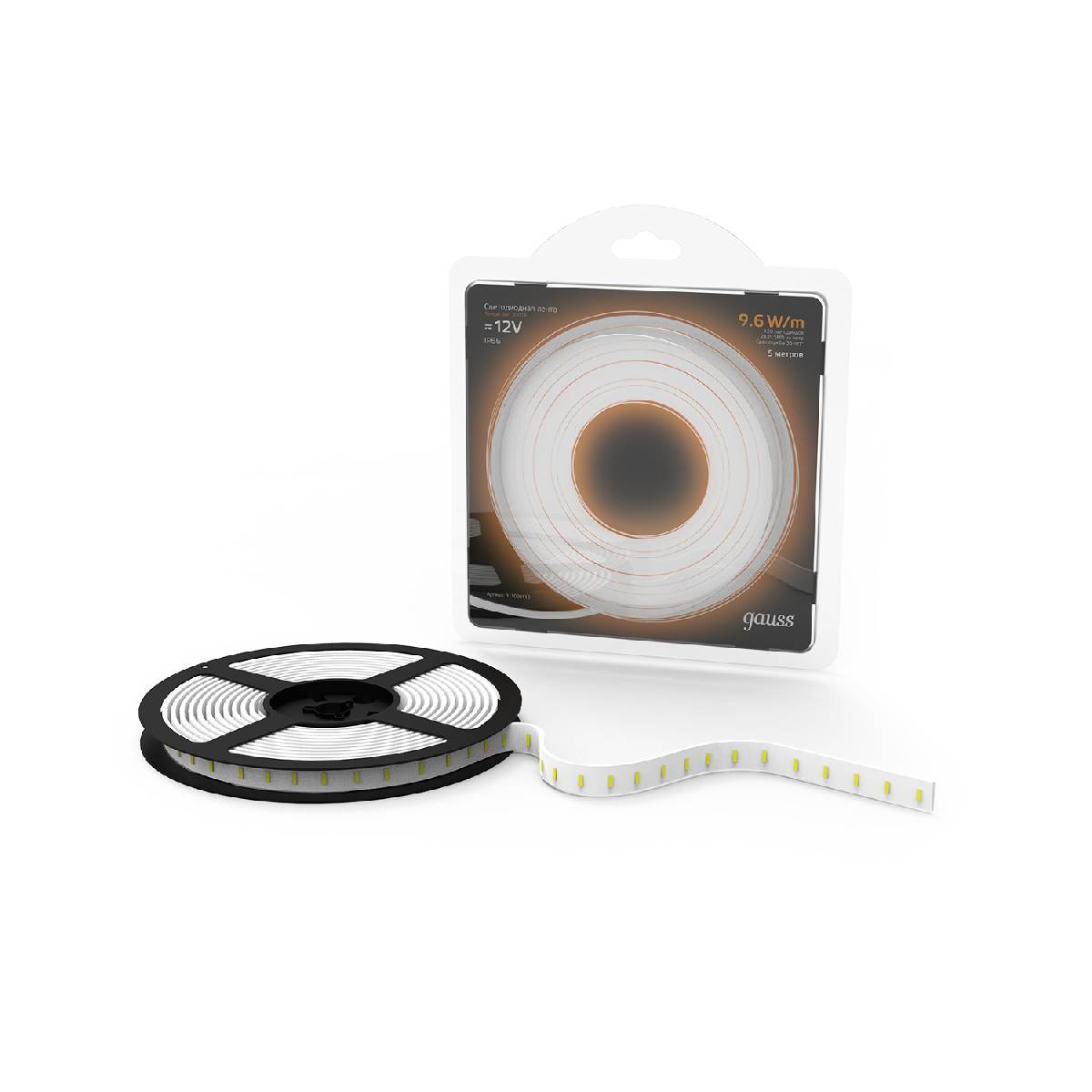 Светодиодная влагозащищенная лента Gauss 9,6W/m 120LED/m 2835SMD теплый белый 5M 311000110 Светодиодная влагозащищенная лента Gauss 9,6W/m 120LED/m 2835SMD теплый белый 5M 311000110