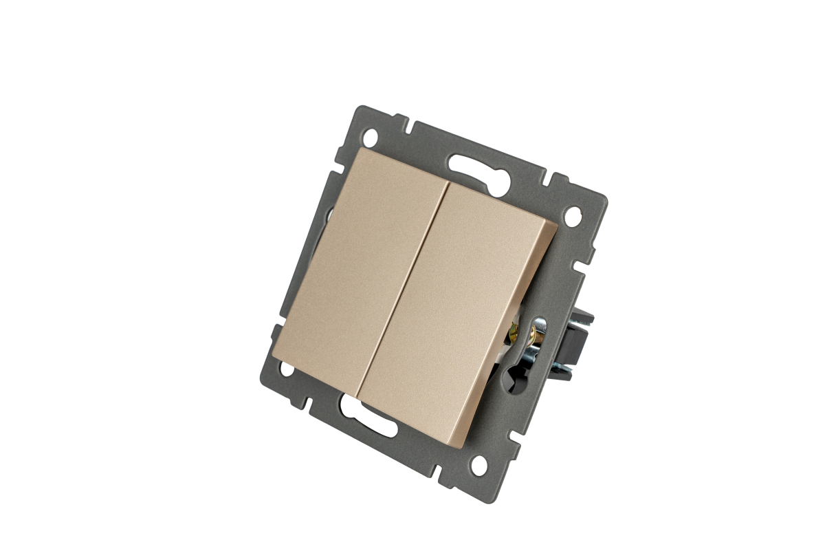 Механизм выключателя двухклавишный непроходной Arlight SWT-MK02-PL-GD-V (250V, 10A) 049890