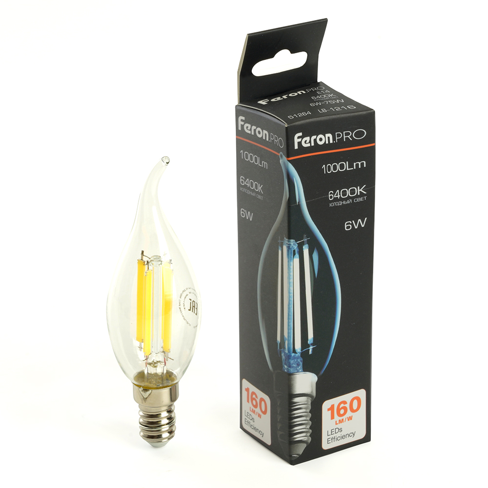 Лампа светодиодная Feron LB-1216 E14 6W 6400K 51264 Лампа светодиодная Feron LB-1216 E14 6W 6400K 51264