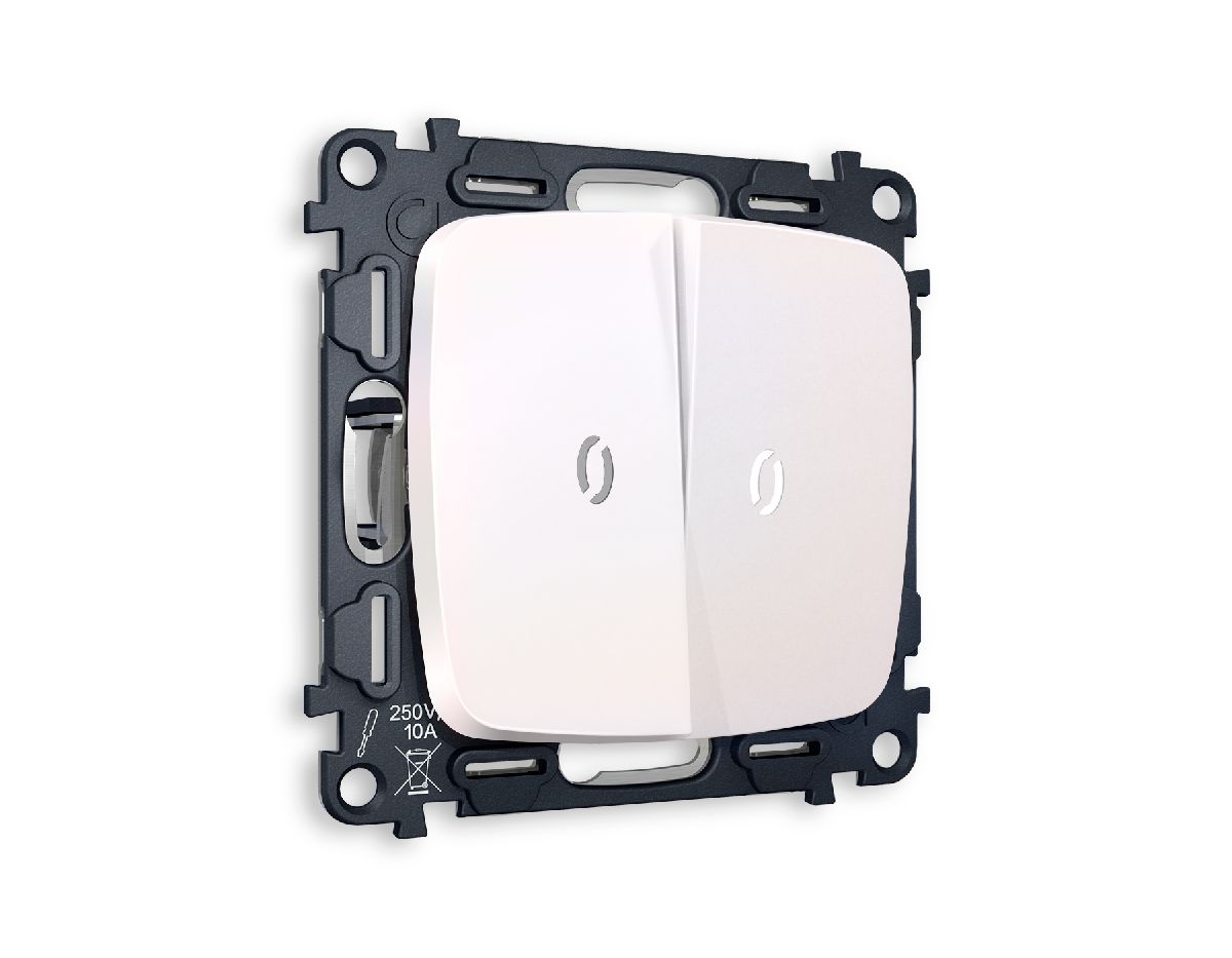 Комплект механизма 2-кл проходного выключателя с подсветкой Ambrella Volt Omega MO204035