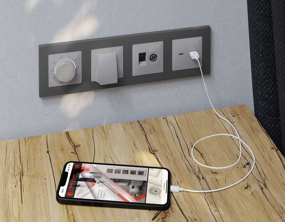 Комплект вывода кабеля с фиксатором Alfa Серебро глянец Quant Ambrella Volt MA415810 (AP4158, VM238)