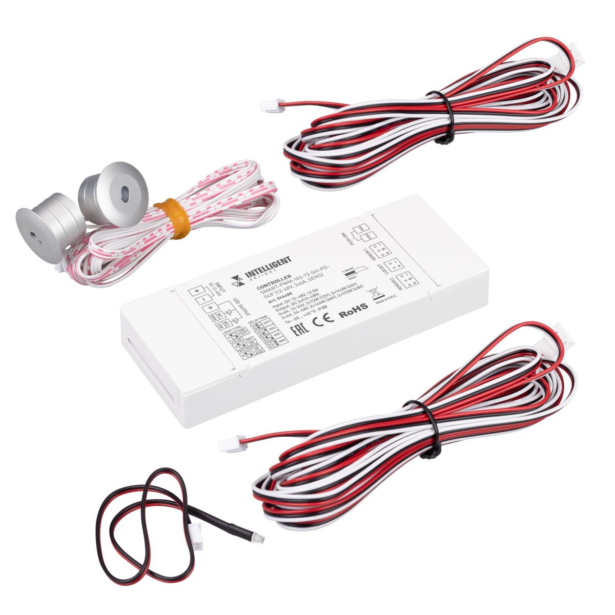 Контроллер лестничный Arlight SMART-PWM-102-72-SH-PD-SUF (12-48V, 2x6A, SENS) 046488 Контроллер лестничный Arlight SMART-PWM-102-72-SH-PD-SUF (12-48V, 2x6A, SENS) 046488