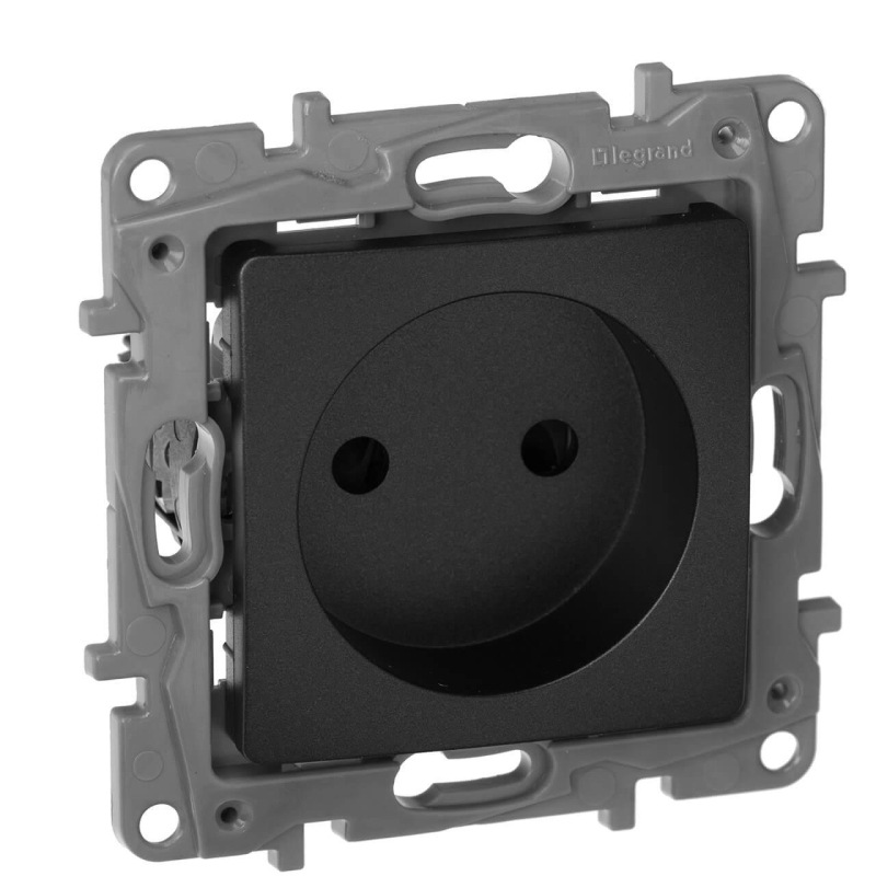 Розетка 2К Legrand Etika 16A 250V б/з со шторками винтовой зажим антрацит 672634