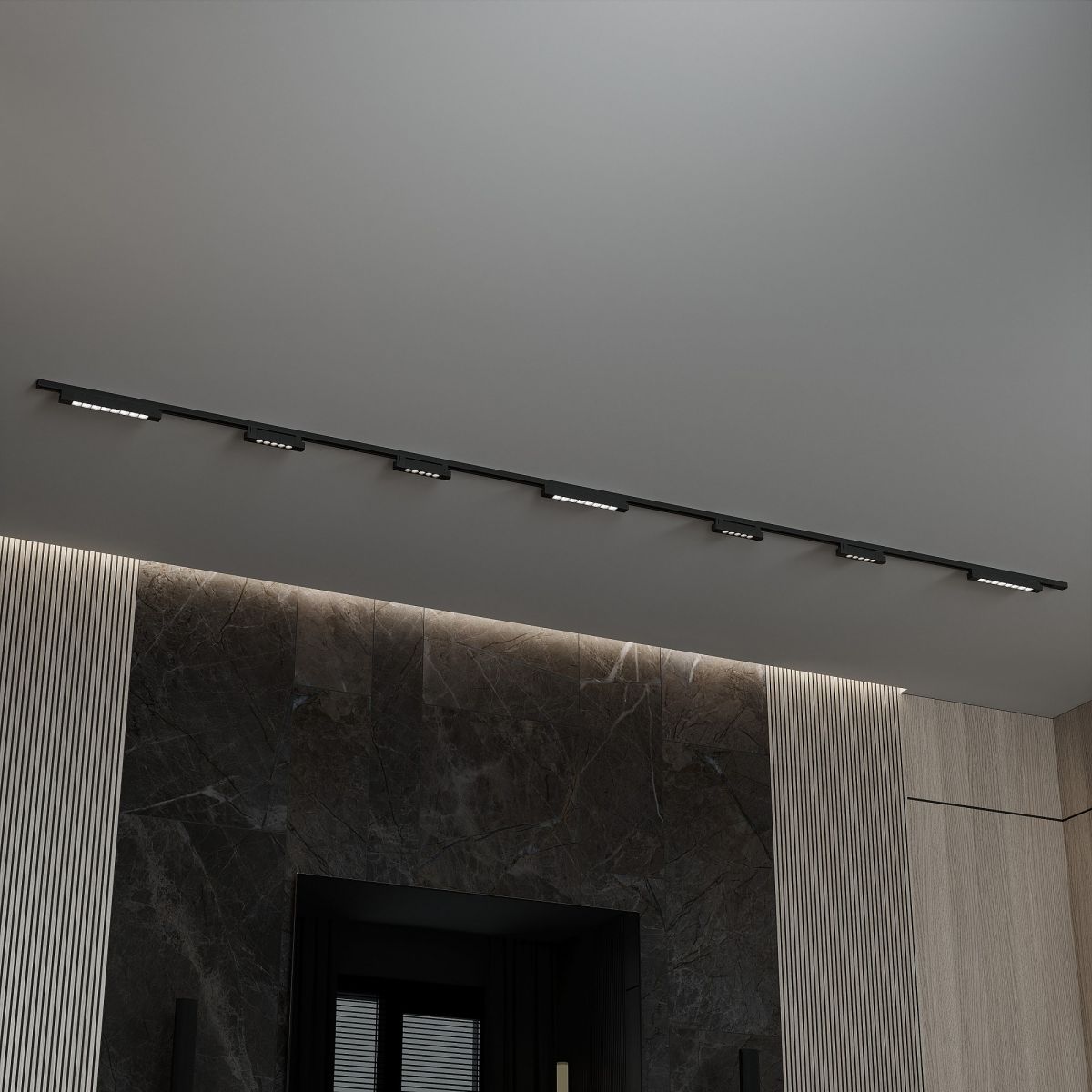 Трековая система со светильниками №11 однофазная накладная Skylite (220В, форма - прямая, 4м, 4000K) черная Hesby Lighting HSBL_kompl_S011_NI4B4K