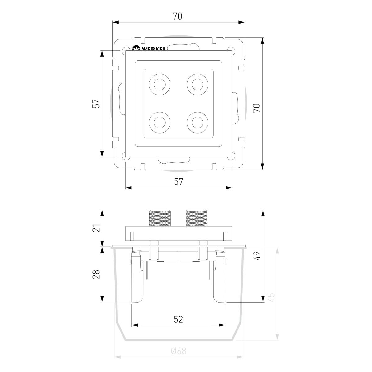 Акустическая розетка Werkel х4 серебряная рифленая WL09-AUDIOx4 4690389085024