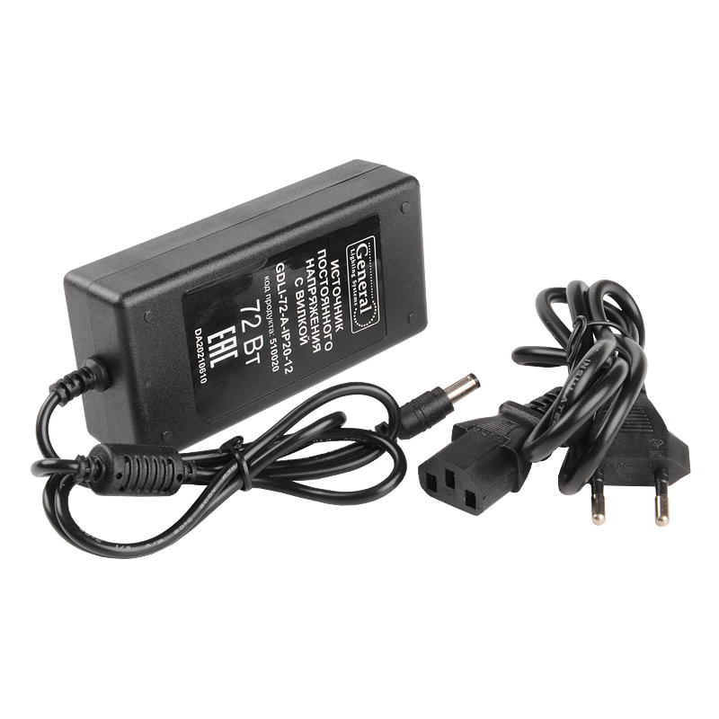 Источник постоянного напряжения с вилкой General GDLI-72-A-IP20-12 510020 Источник постоянного напряжения с вилкой General GDLI-72-A-IP20-12 510020