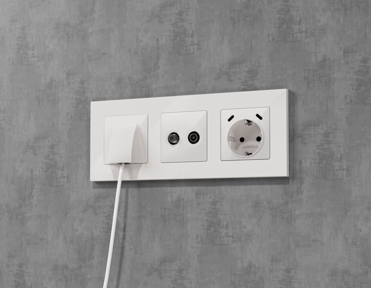 Комплект механизма розетки TV оконечной + SAT 5-862MHz 3.5dB/950-2150MHz 3.5dB Alfa Белый глянец Quant Ambrella Volt MA113310 (AP1133, VM217)