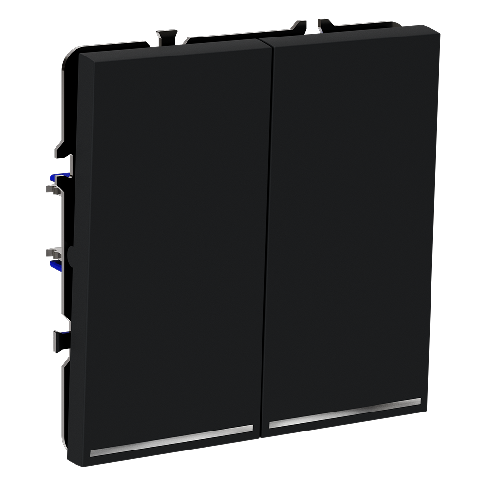 Проходной переключатель двухклавишный с подсветкой Voltum S70 VLS020407 (графит)