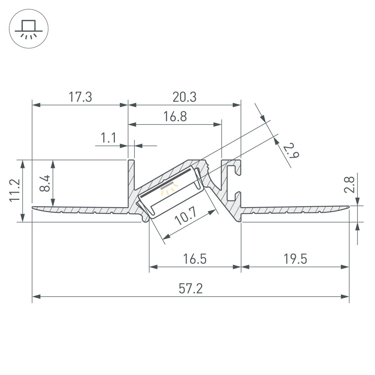 Профиль Arlight PDS-BEVEL-F-HIDE-2000 (Алюминий) 063420