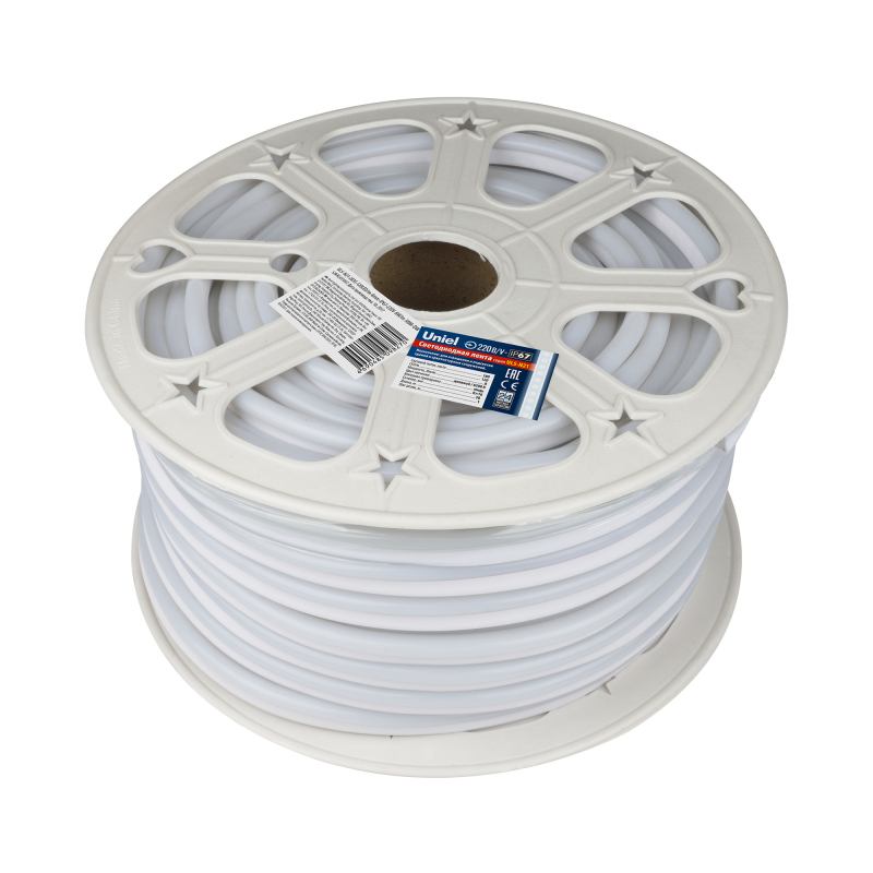 Светодиодная лента Uniel ULS-N21-2835-120LED/m-8mm-IP67-220V-8W/m-50M-DW бобина Светодиодная лента Uniel ULS-N21-2835-120LED/m-8mm-IP67-220V-8W/m-50M-DW бобина