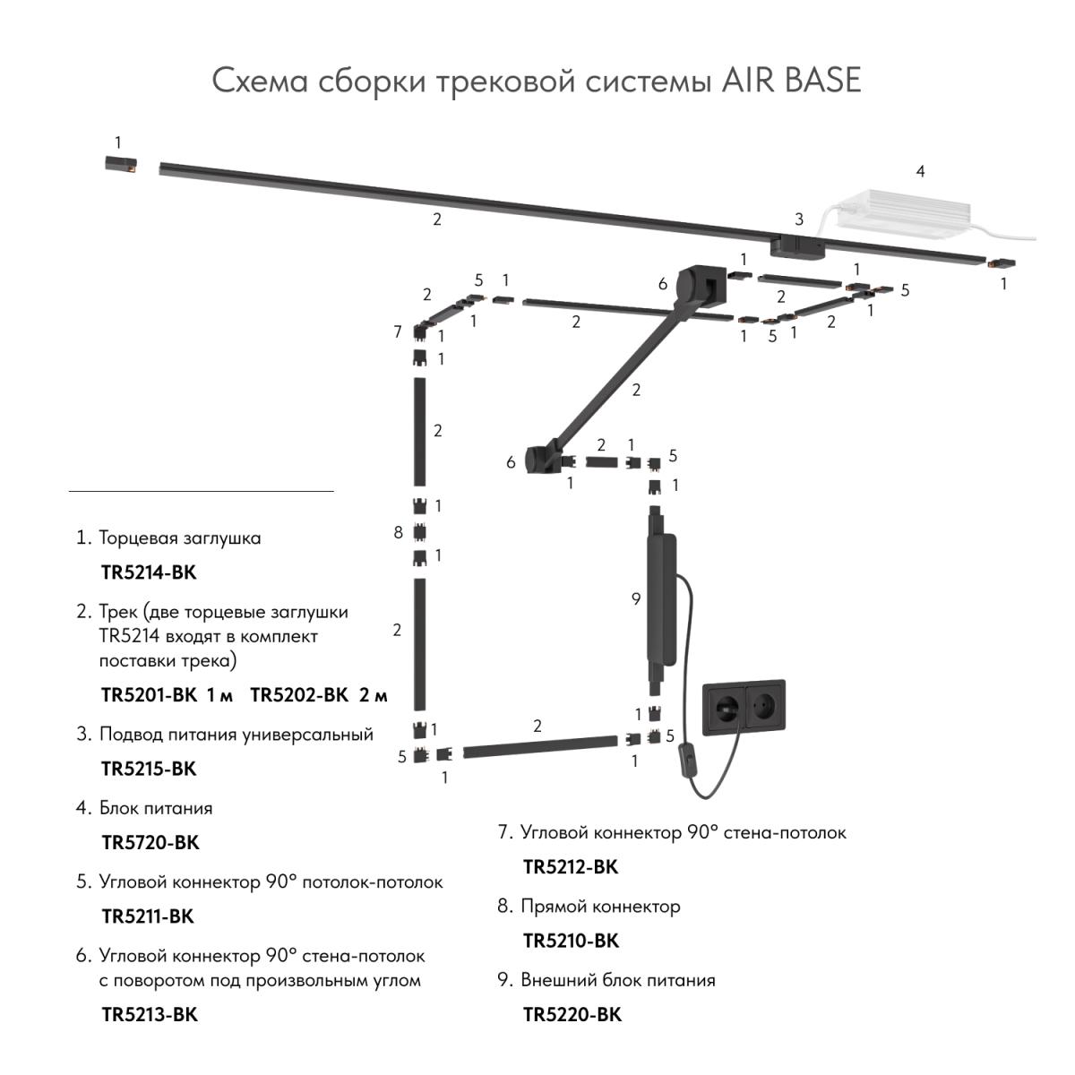 Подвод питания Denkirs AIR BASE TR5215-BK