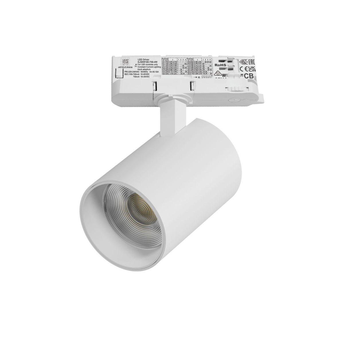 Трековый трехфазный светильник Quattro LED с адаптером Lightstar Alta Base A5346QT (215346 + 594036)