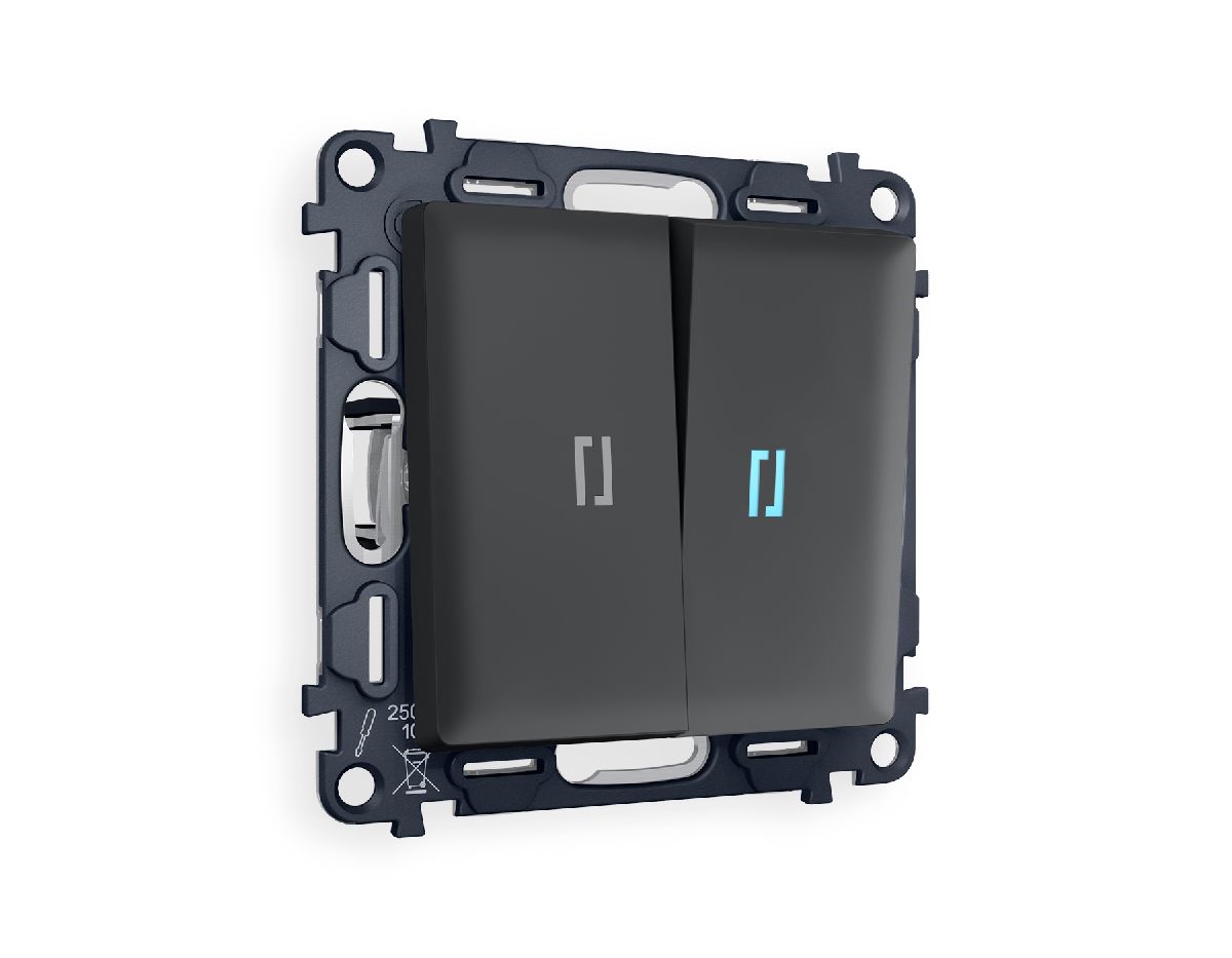 Комплект механизма 2-кл выключателя с подсветкой Ambrella Volt Alfa MA904020