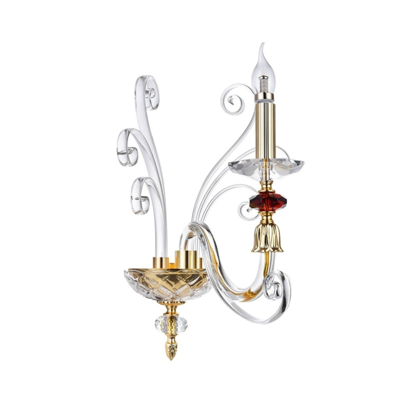 Бра Crystal lux CATARINA AP1 V2 GOLD/TRANSPARENT-COGNAC Бра Crystal lux CATARINA AP1 V2 GOLD/TRANSPARENT-COGNAC