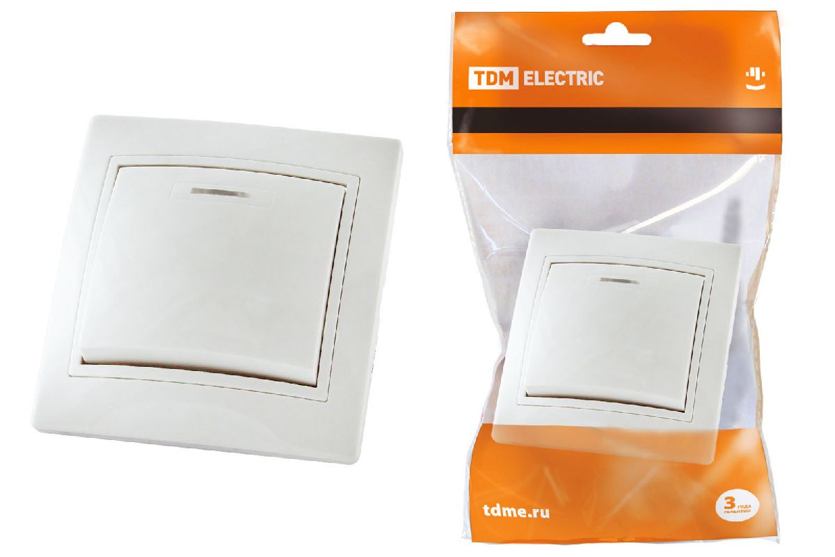 Выключатель одноклавишный с подсветкой Таймыр TDM Electric SQ1814-0004