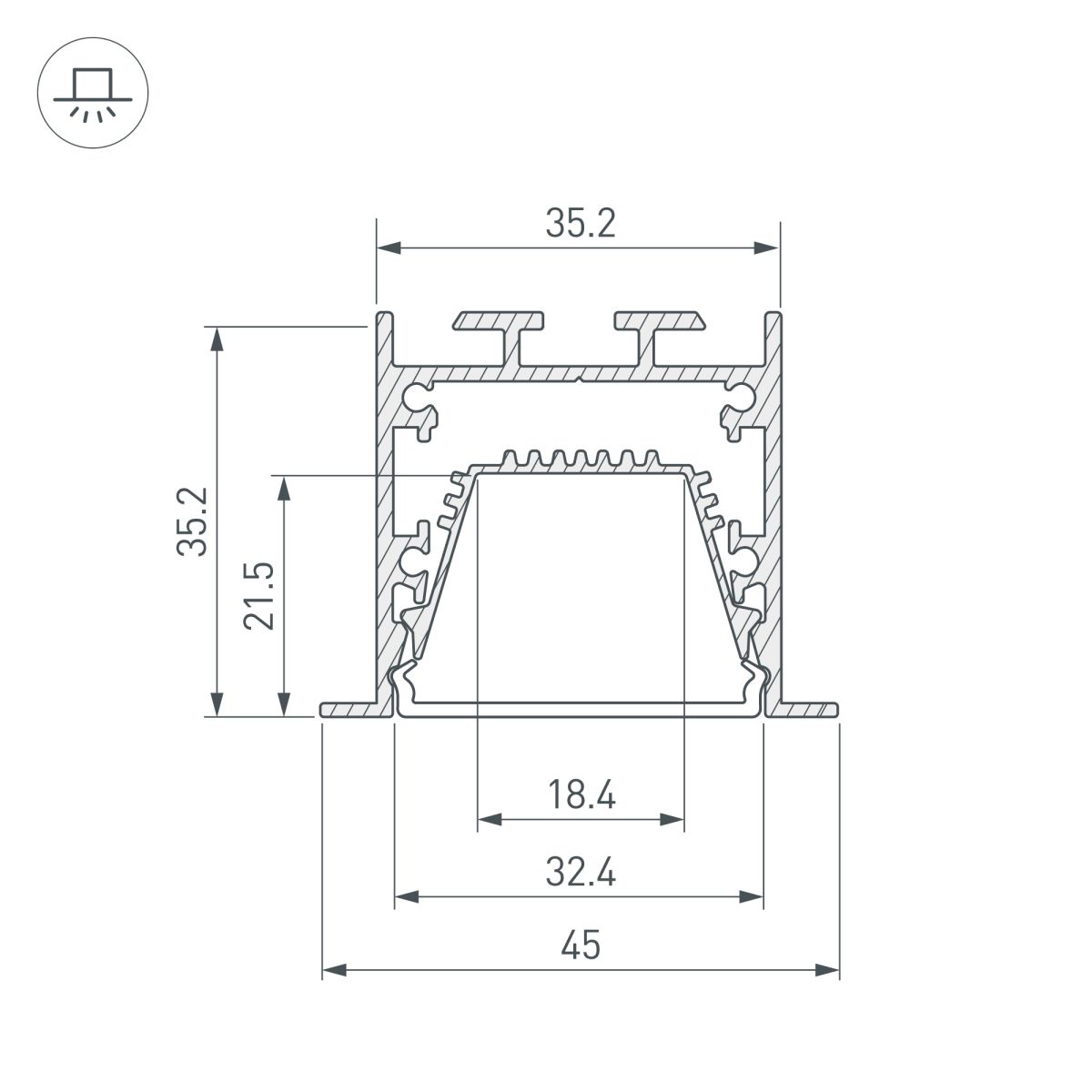 Профиль Arlight LINIA45-F-TRAY-3000 ANOD (Алюминий) 062188