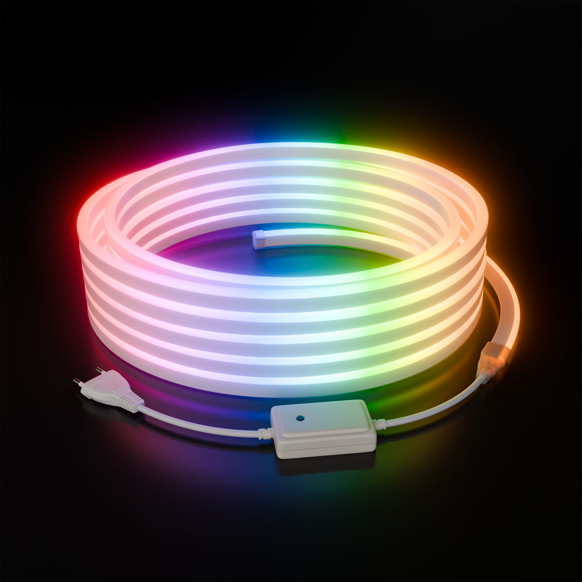 Комплект светодиодного неона Apeyron 220В, 6Вт/м, RGB, smd5050, 80д/м 10м IP65, с аксессуарами (контроллер, заглушка, крепеж - 10шт) 10-108