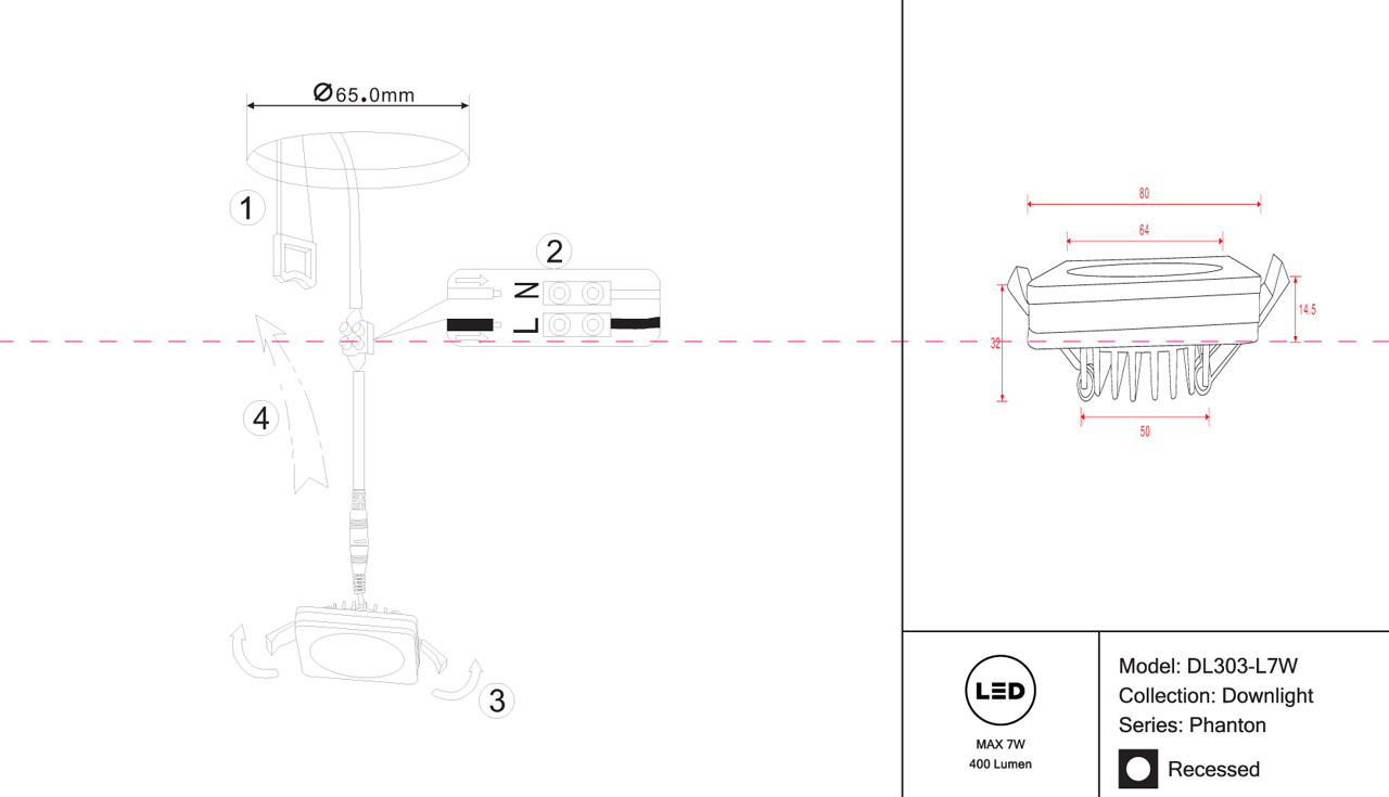 Встраиваемый светодиодный светильник Maytoni Phanton DL303-L7W