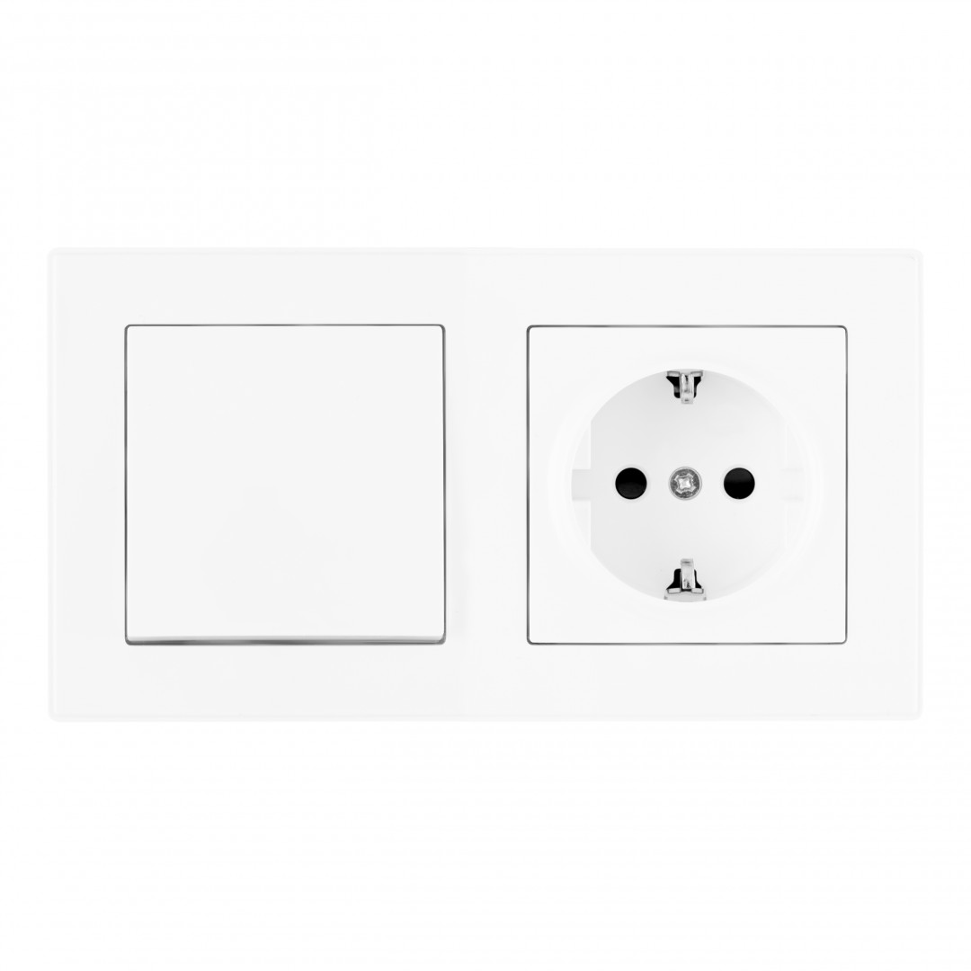 Выключатель одноклавишный с розеткой Arte Milano SET06-2-30-1-40-1 White