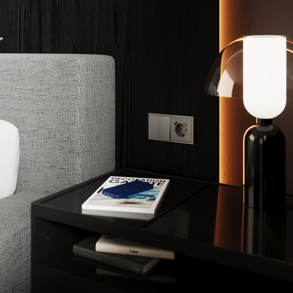 Перекрестный переключатель встраиваемый Voltum S70 двухклавишный 10А, (шелк) VLS020504