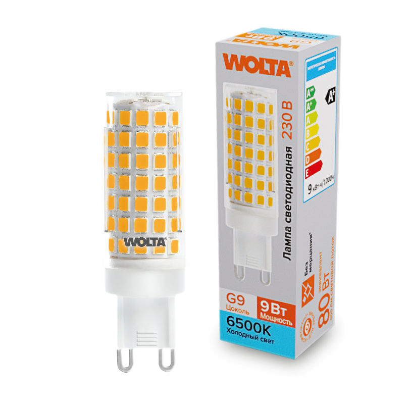 Светодиодная лампа WOLTA 9Вт 6500K G9 кукуруза матовая WSTD-JCD-9W6KG9-C