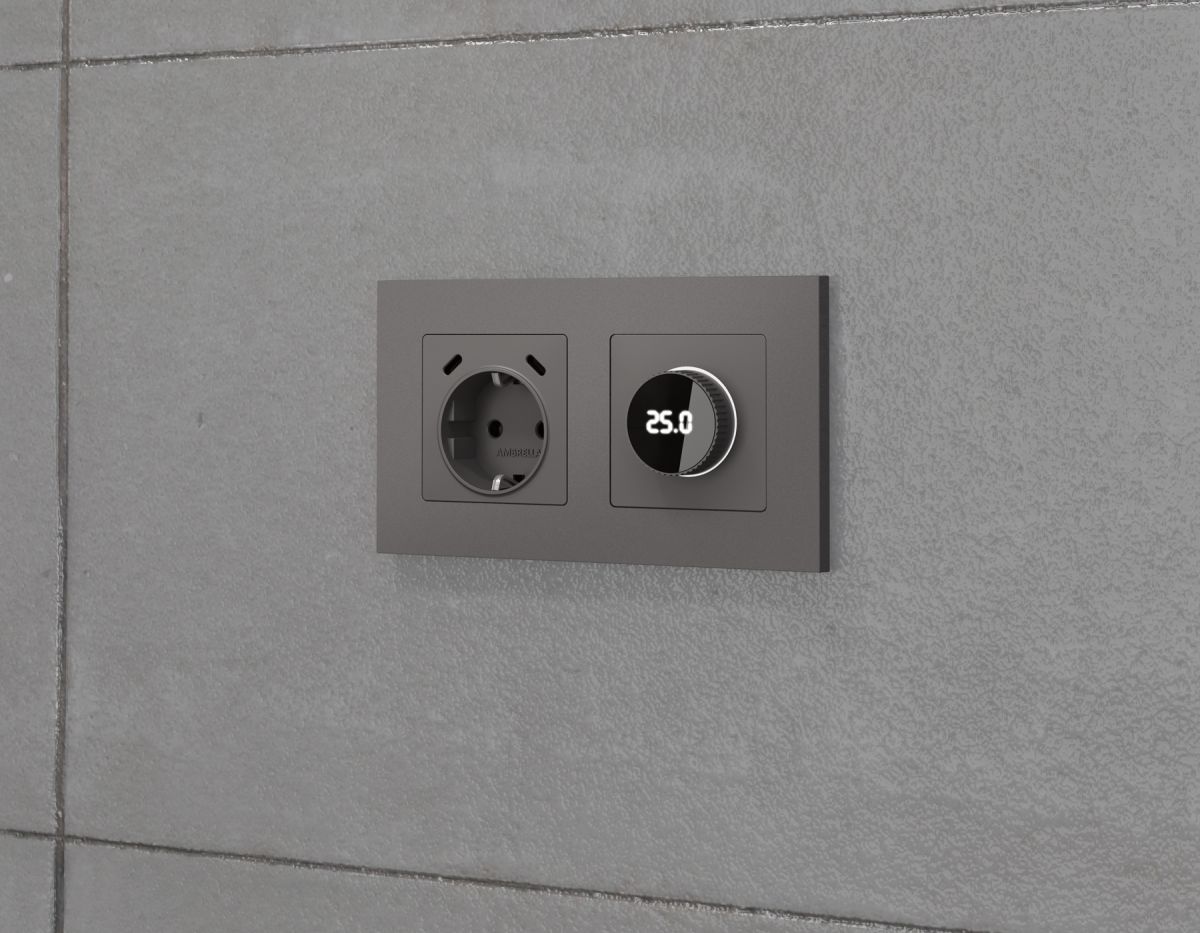 Комплект механизма электрической розетки 2USB С+C 20W с/з на винтовых зажимах 16A-250V Alfa Антрацит серый Quant Ambrella Volt MA660510 (AP6605, VM165)