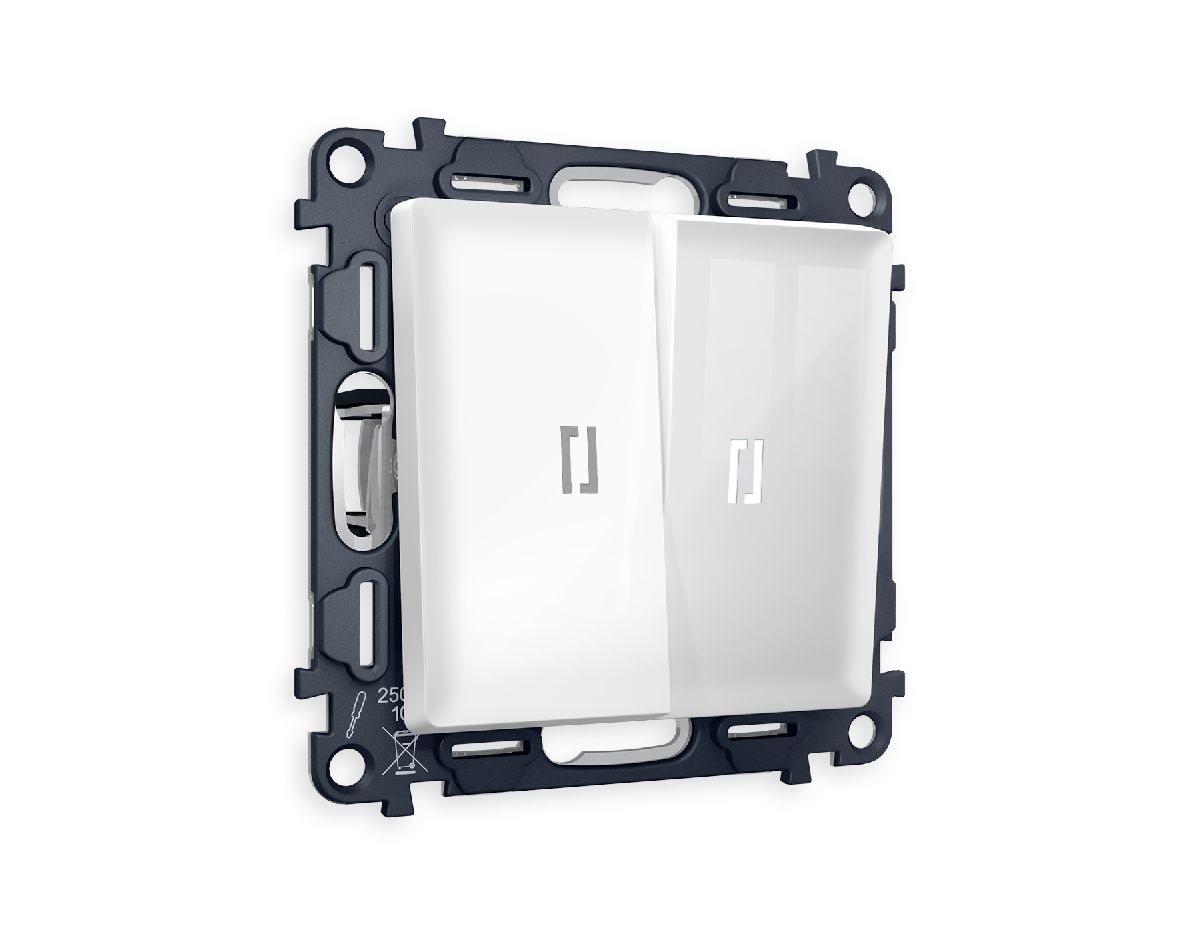 Комплект механизма 2-кл выключателя с подсветкой Ambrella Volt Alfa MA104015