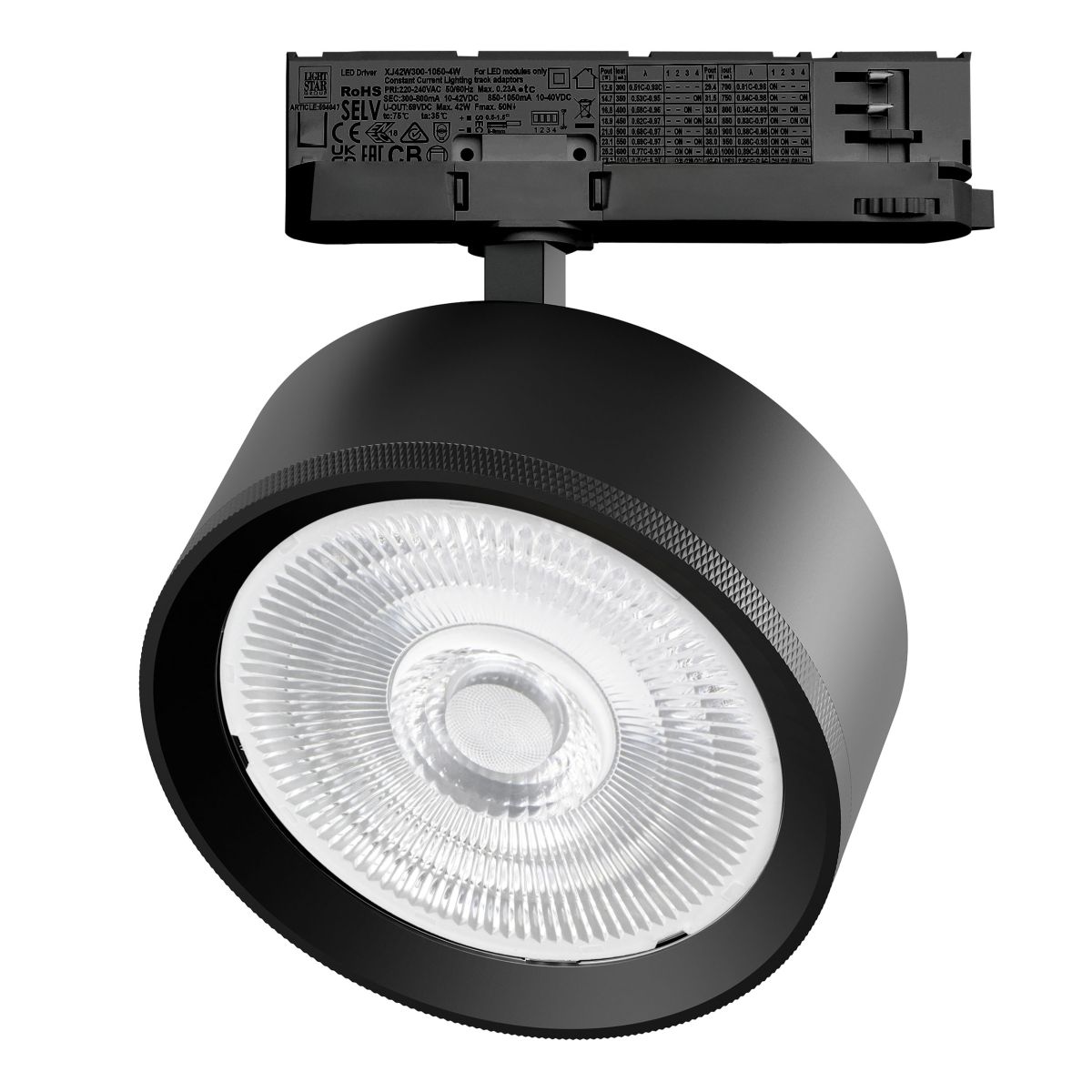 Трековый трехфазный светильник Quattro LED 60G с адаптером Lightstar Alta Pro A5737QT60G (215737 + 594047 + 215704)