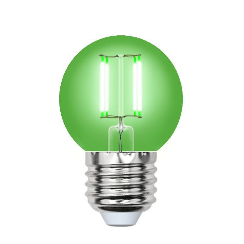 Лампа светодиодная филаментная (UL-00002988) Uniel E27 5W зеленый LED-G45-5W/GREEN/E27 GLA02GR