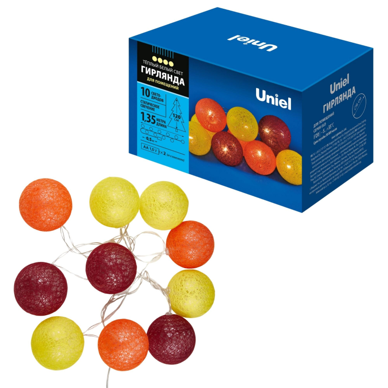Гирлянда Uniel ULD-S0135-010/STB/2AA WARM WHITE IP20 TANGLES-3