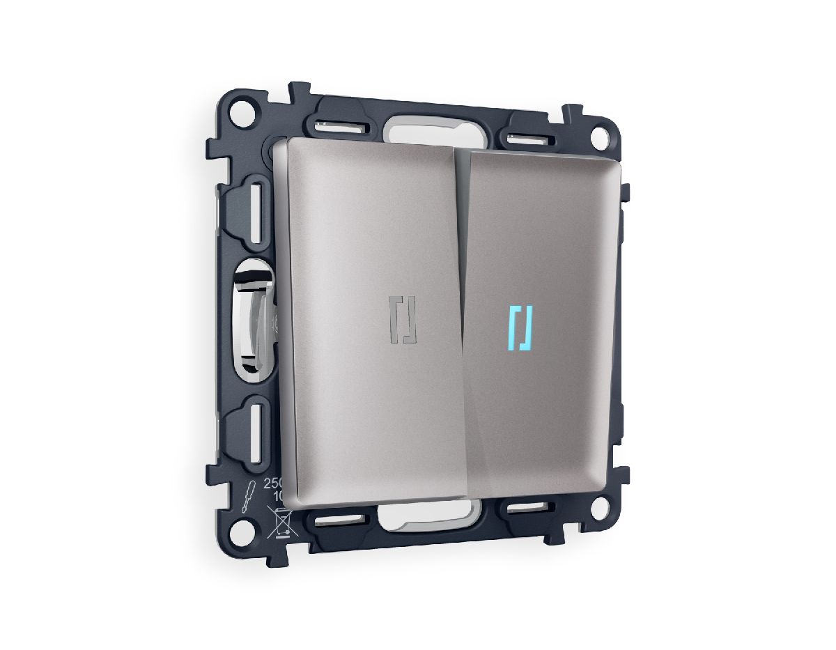 Комплект механизма 2-кл выключателя с подсветкой Ambrella Volt Alfa MA504020